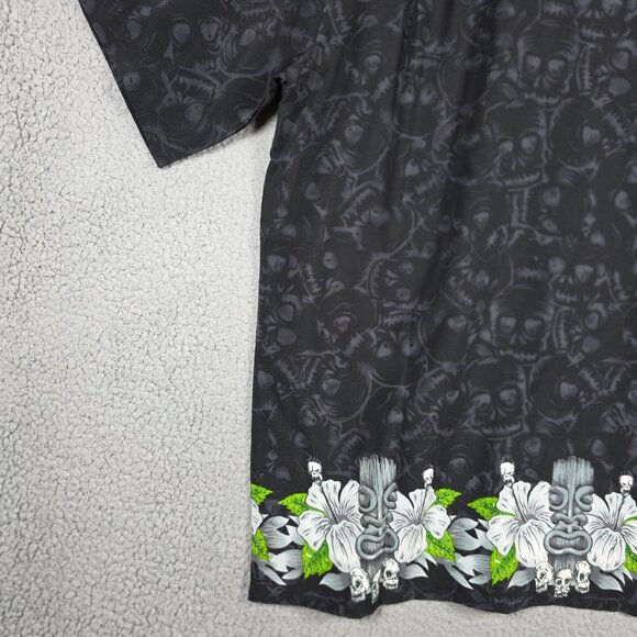 Vintage Shirt Mens Large Black Floral Baggy Loose Xtreme Gear Y2K Skulls NWT - Picture 8 of 15